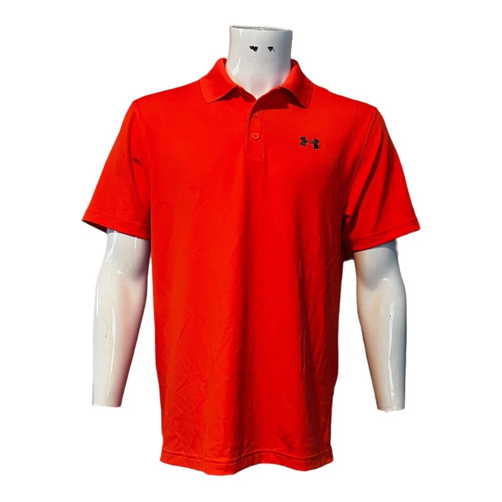 Under‎ Armour Shirt Men Size Medium HeatGear Golf Polo Orange 1291344